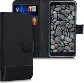 kwmobile telefoonhoesje voor Motorola Moto E6 Play - Hoesje met pasjeshouder in antraciet / zwart - Case met portemonnee