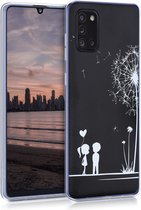 kwmobile telefoonhoesje compatibel met Samsung Galaxy A31 - Hoesje voor smartphone in wit / zwart - Paardenbloemen Liefde design
