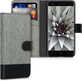 kwmobile telefoonhoesje voor bq Aquaris X / X Pro - Hoesje met pasjeshouder in grijs / zwart - Case met portemonnee