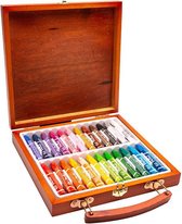 Houten tekendoos crayon set van 24 stuks