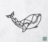 Laserfabrique Wanddecoratie - Geometrische Walvis - Medium - Zwart - Geometrische dieren en vormen - Houten dieren - Muurdecoratie - Line art - Wall art