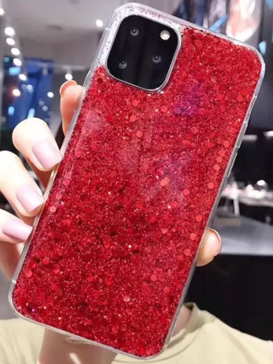 iPhone 11 - TPU / Siliconen glitter hoesje - rood