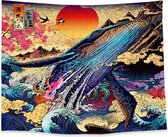 Ulticool - Walvis Art Kunst Japan - Wandkleed - 200x150 cm - Groot wandtapijt - Poster