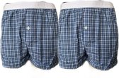 Embrator 2-stuks mannen Boxershort geruit blauw/wit 4XL