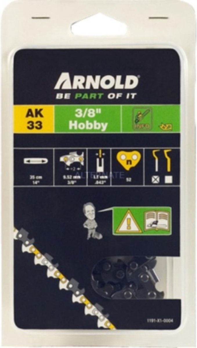 O Kettingzaag Arnold zaagketting 3/8" Lp, 1,1 Mm, 52 Schakels, Met Veiligheidsschakel, Halfbeitel