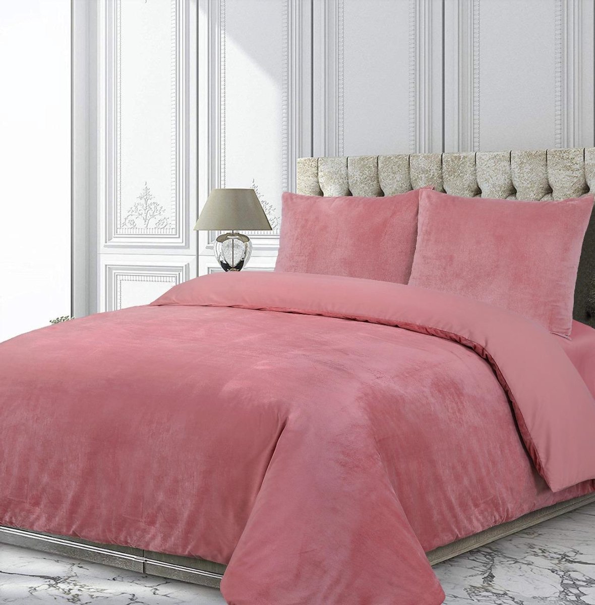 Velvet Dekbedovertrek - Roze - 2 persoons - 200 x 200/220 cm