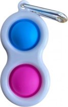 Dielay - Simple Dimple - Pop It - Fidget Toy Sleutelhanger - 8x4 cm - Blauw en Roze