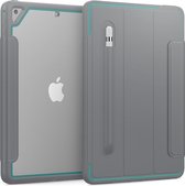 Apple iPad 9.7 2017/2018 Hoes - Tri-Fold Book Case met Transparante Back Cover en Pencil Houder - Licht Blauw/Grijs