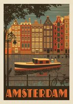 valentijn cadeautje voor hem / Vintage Steden Poster - Amsterdam - Wandposter 60 x 40 cm
