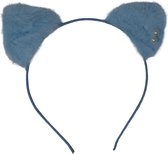 Jessidress Haarband Haar diadeem met katten oren en parels - Blauw