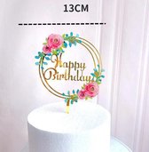 Taarttopper "Happy Birthday" bloem | Bakken - Versiering - Verjaardag