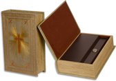 Decoratief Beeld - Leren Boek Kluis - Leer - Wexdeco - Groen, Bruin En Geel - 18.2 X 6.9 Cm