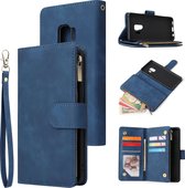Luxe Telefoonhoesje voor Samsung Galaxy S9 | Hoogwaardig Leren Bookcase | Lederen Wallet Case | Luxe Uitstraling | Pasjeshouder 6 stuks | Portemonnee | Rits | Blauw