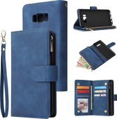 Luxe Telefoonhoesje voor Samsung Galaxy S8 | Hoogwaardig Leren Bookcase | Lederen Wallet Case | Luxe Uitstraling | Pasjeshouder 6 stuks | Portemonnee | Rits | Blauw