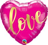 Qualatex - Folieballon Love Roze Goud Hartvorm 46 cm