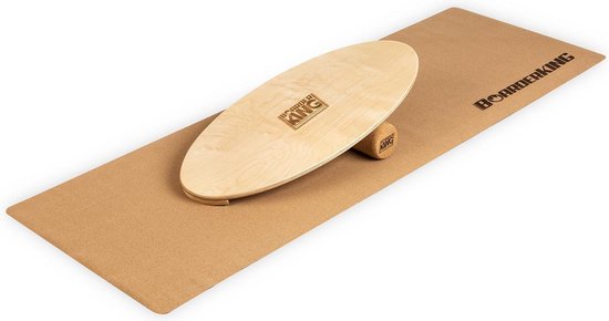 BoarderKING Indoorboard Allrounder balance board + mat + rol hout/kurk |  bol.com