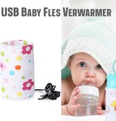 Allernieuwste USB Baby Fles Warmer model Bloemen en Stippen - Heater - Reisaccessoire - Draagbaar - Klittenband - Kleur