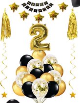 2 jaar verjaardag feest pakket Versiering Ballonnen voor feest 2 jaar. Ballonnen slingers sterren opblaasbaar cijfer 2.