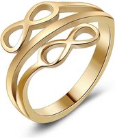 Twice As Nice Ring in goudkleurig edelstaal, 2 infinities  50