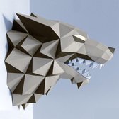 Kit Papercraft 3D Loup – Kit complet avec tapis de découpe, règle, plioir en os, couteau – 36 cm – Grijs