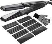Crêpe-ijzer voor haar, CkeyiN 4-in-1-stijltang Crêpe-ijzer Multistyler keramische stijltang en golvend haar Temperatuurregeling + snelle verwarming voor steil en crimper haar