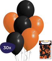 Halloween Decoratie – Helium Ballonnen – Halloween Versiering – Zwarte Ballonnen – Oranje Ballonnen – 30 stuks