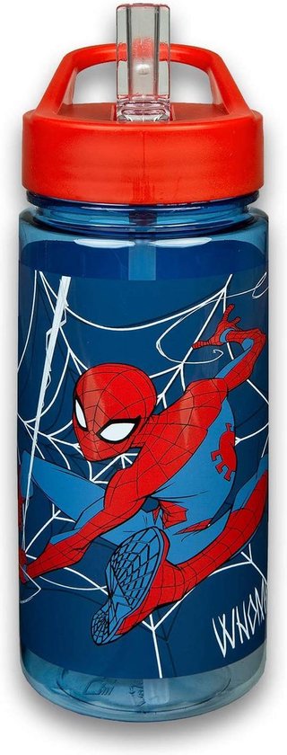 Spiderman Drinkbeker 500 ML - Beker - Rietjesbeker - Schoolbeker - Drinkbeker - Marvel - Rood - Lunchbeker - Waterfles- Schoollunch - Spiderman Marvel