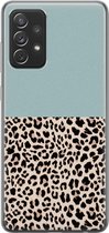 Samsung Galaxy A72 hoesje siliconen - Luipaard mint - Soft Case Telefoonhoesje - Luipaardprint - Blauw