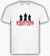 Wit T shirt met Logo “ Stranger Thing / Friends Don't Lie “ Size S