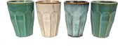 Supervintage Latte Macchiatobeker 330 ml aardewerk blauw set van 4