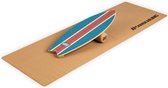 BoarderKING Indoorboard Wave balance board + mat + rol hout/kurk blauw