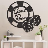 Wanddecoratie - Game Room - Hout - Wall Art - Muurdecoratie - Woonkamer - Zwart - 64 x 59 cm