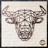 Hip-Wonen.nl - Stier Ø 90 cm - metalen wanddecoratie bull zwart - buffel Wandpaneel - muurdecoratie - cadeau tip