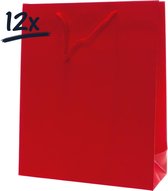 12st. stevige draagtassen papier (26x32x10)cm | zak | cadeautasje | gift bag | verpakking | gedraaid koord greep