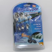 Rits repareer set, Fix a Zipper, set van 6 stuks, 2x small, 2x medium, 2x large, kleur zwart