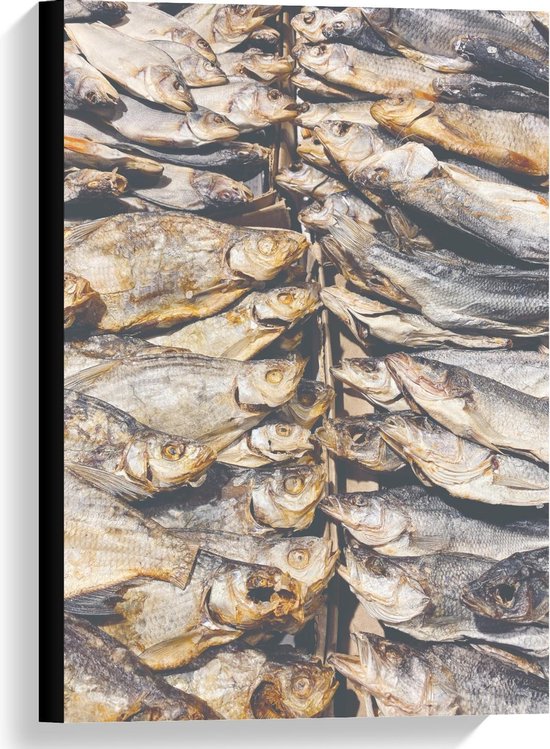 Canvas  - Vissen op de Markt - 40x60cm Foto op Canvas Schilderij (Wanddecoratie op Canvas)