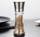 Peper en Zoutmolen - Stainless steel met gehard glas - Zilver-verstelbare maalgraad