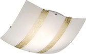 LED Plafondlamp - Plafondverlichting - Trinon Niki - E27 Fitting - 3-lichts - Vierkant - Mat Goud - Glas