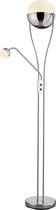 LED Vloerlamp - Trinon Chiso - 25W - Warm Wit 3000K - 2-lichts - Dimbaar - Rond - Glans Chroom - Aluminium