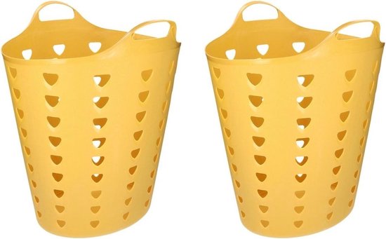 Set de 2 x panier à linge jaune souple 60 litres - Taille 47 cm de haut -  paniers à linge | bol.com