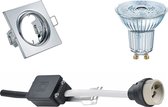 OSRAM - LED Spot Set - Parathom PAR16 927 36D - GU10 Fitting - Dimbaar - Inbouw Vierkant - Glans Chroom - 5.5W - Warm Wit 2700K - Kantelbaar 80mm