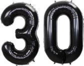 Folie Ballon Cijfer 30 Jaar Zwart 36Cm Verjaardag Folieballon Met Rietje