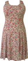 Stijlvolle Dames Jurk / Zomerjurk / Dress | Luchtige Stof | Bloemen print | Wit - L/XL