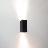 Wandlamp Dante 2 Zwart - 6,6x6,6x15,4cm - 2x GU10 LED 4,8W 2700K 355lm - IP20 - Dimbaar > wandlamp zwart | wandlamp binnen zwart | wandlamp hal zwart | wandlamp woonkamer zwart | w