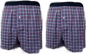 Embrator 2-stuks mannen Boxershort geruit grijs/wit/blauw/rood L