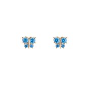 Blauwe Vlinder Oorknopjes - 14K verguld - Zirkonia Steen - Dames Sieraden - Dottilove