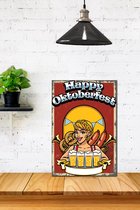 3d Retro Hout Poster Happy Oktoberfest