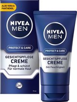 NIVEA MEN Protect & Care Gezichtscrème 75 ml, Verzachtende Gezichtscrème voor Mannen, Hydraterende Dagcrème