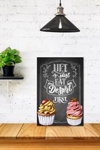 3d Retro Hout Poster Life is short eat dessert first