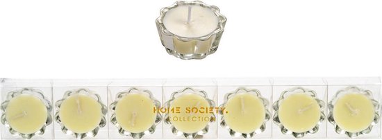 Home Society - Flower votive candles - Bloemen waxinelichtjes - Wit - Set 7 stuks